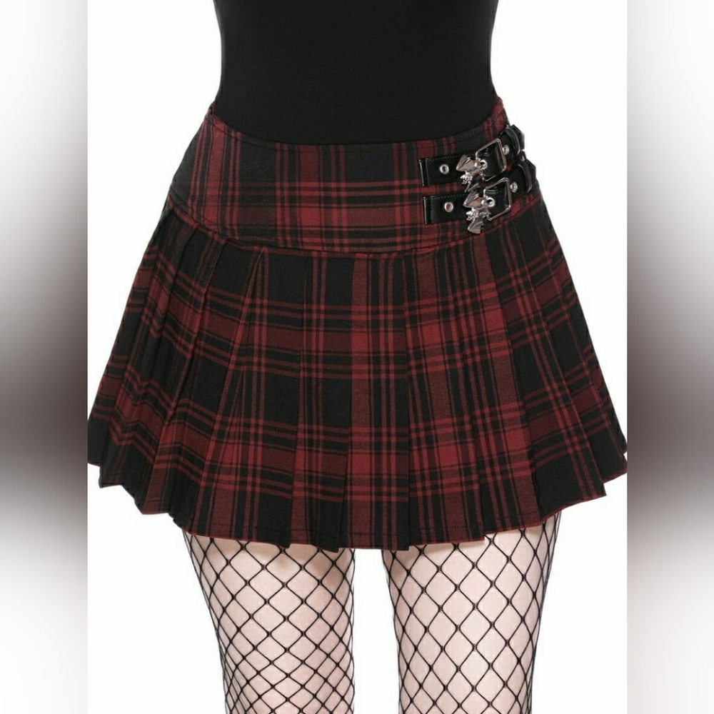 Killstar Red and Black Plaid Mini Skirt - Picture 3 of 6
